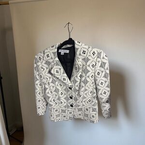 Kay Unger Black and White Patterned Blazer